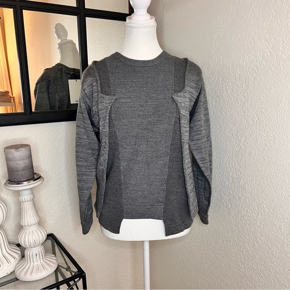 JOHANNA HO Wool Blend Gray Knit Top With Detachable Hood Sweater NWT Size 38 P - Picture 1 of 16